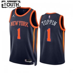 Maillot Basket Enfant New York Knicks Obi Toppin 1 2022-23 Jordan Statement Edition Navy Swingman